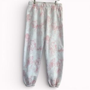 Lazy Pants Pink & White Pastel Tie-Dye Cozy Jogger Sweatpants M